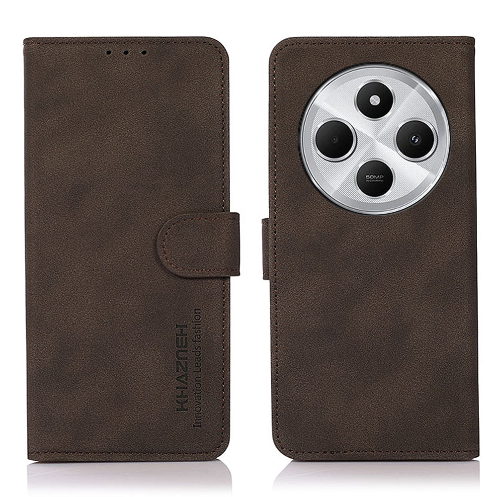 For Redmi 14C 4G KHAZNEH Matte Texture Leather Phone Case(Brown)