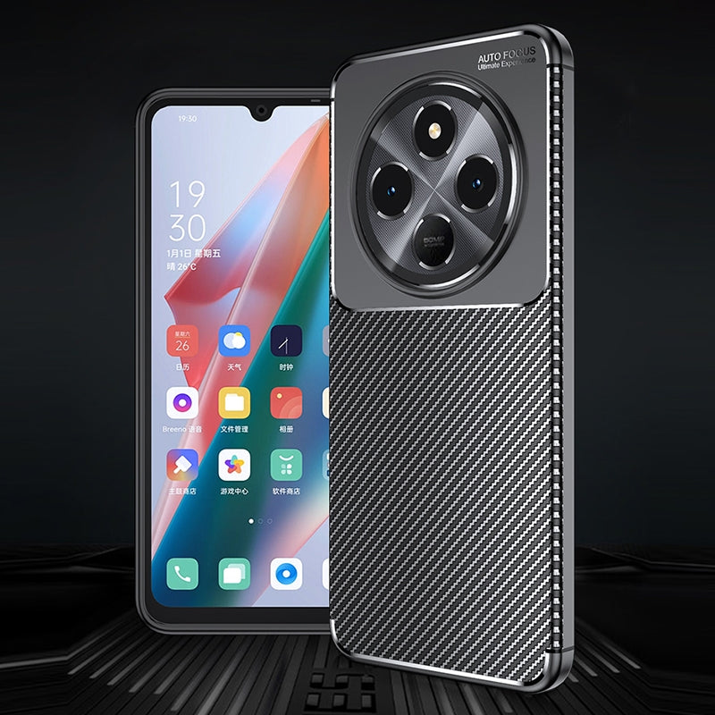 For  Redmi 14C 4G Carbon Fiber Texture Shockproof TPU Phone Case(Black)