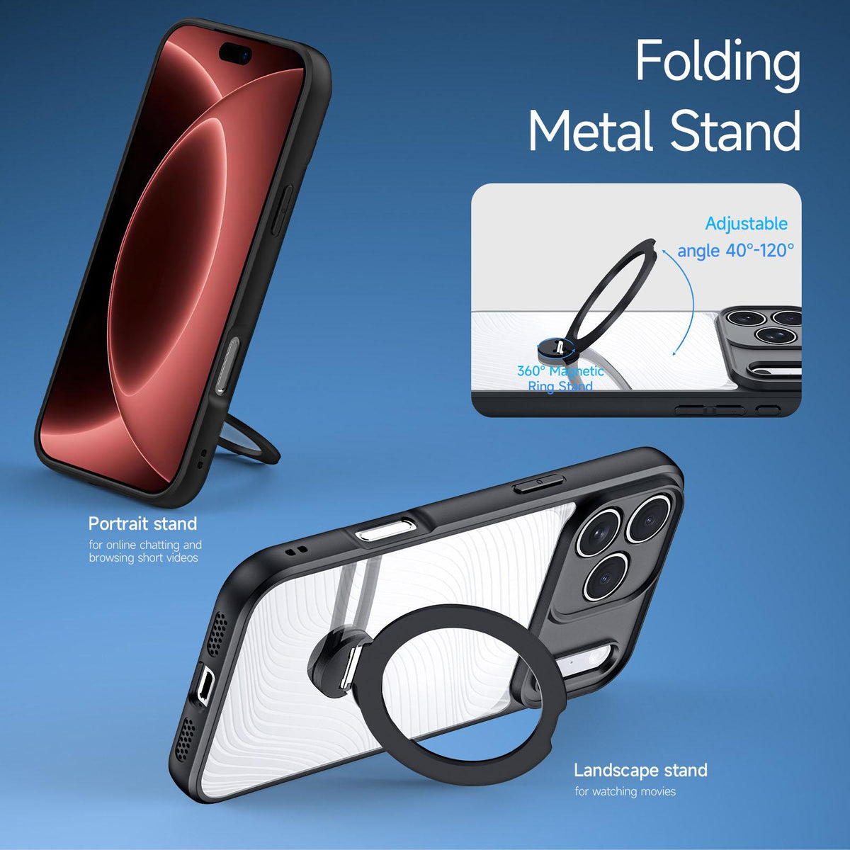 Compatible with iPhone 18 Pro Max DUX DUCIS Aimo Mag Series MagSafe Ring Holder Frosted Phone Case - Black