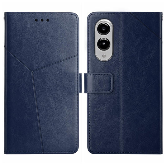 For Samsung Galaxy S25 Edge 5G Y-shaped Pattern Flip Leather Phone Case(Blue)