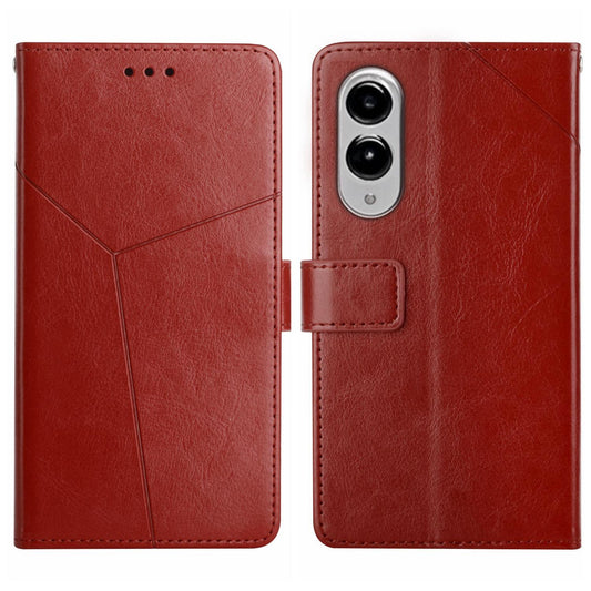 For Samsung Galaxy S25 Edge 5G Y-shaped Pattern Flip Leather Phone Case(Brown)