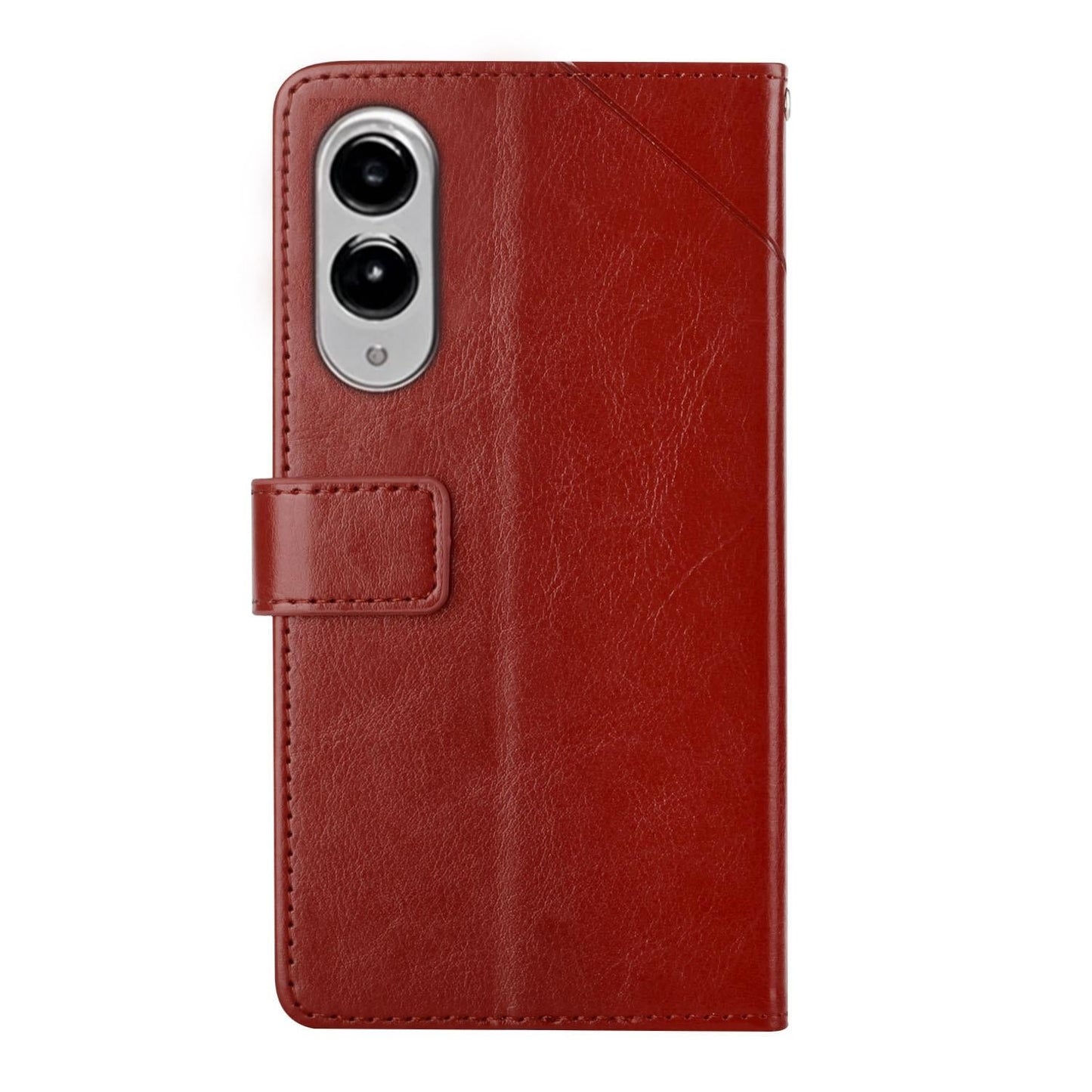 For Samsung Galaxy S25 Edge 5G Y-shaped Pattern Flip Leather Phone Case(Brown)