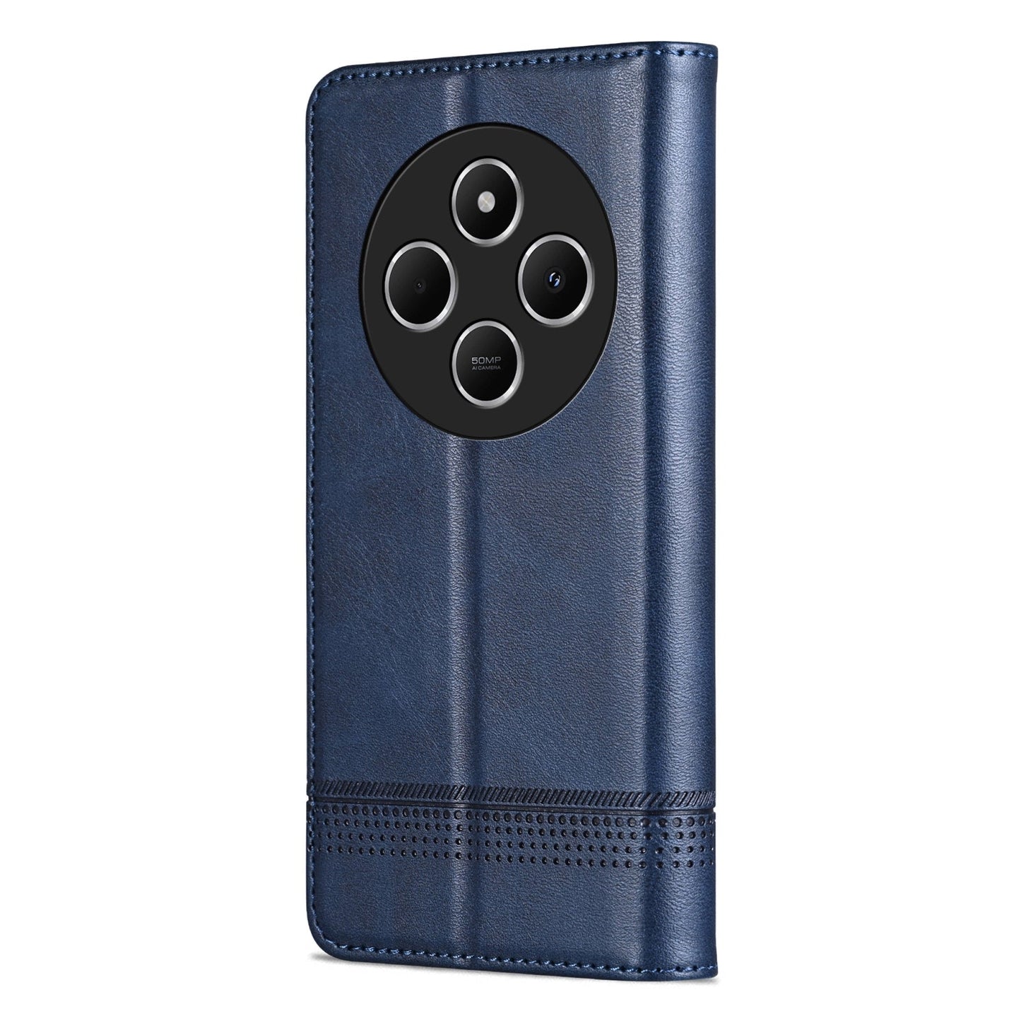 For Redmi 14C 4G AZNS Magnetic Calf Texture Flip Leather Phone Case(Dark Blue)