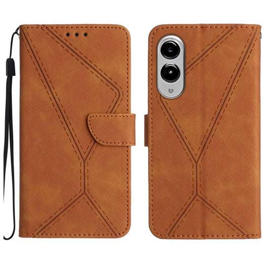 For Samsung Galaxy S25 Edge 5G Stitching Embossed Leather Phone Case(Brown)