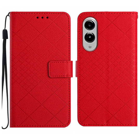 For Samsung Galaxy S25 Edge 5G Rhombic Grid Texture Leather Phone Case(Red)
