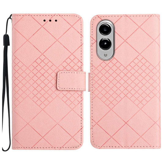 For Samsung Galaxy S25 Edge 5G Rhombic Grid Texture Leather Phone Case(Pink)