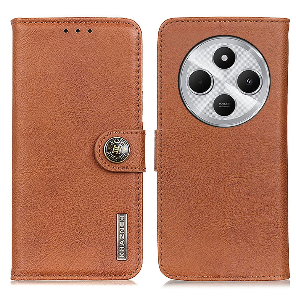 For Redmi 14C 4G KHAZNEH Cowhide Texture Horizontal Flip Leather Phone Case(Brown)