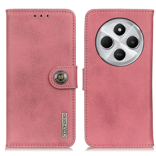 For Redmi 14C 4G KHAZNEH Cowhide Texture Horizontal Flip Leather Phone Case(Pink)
