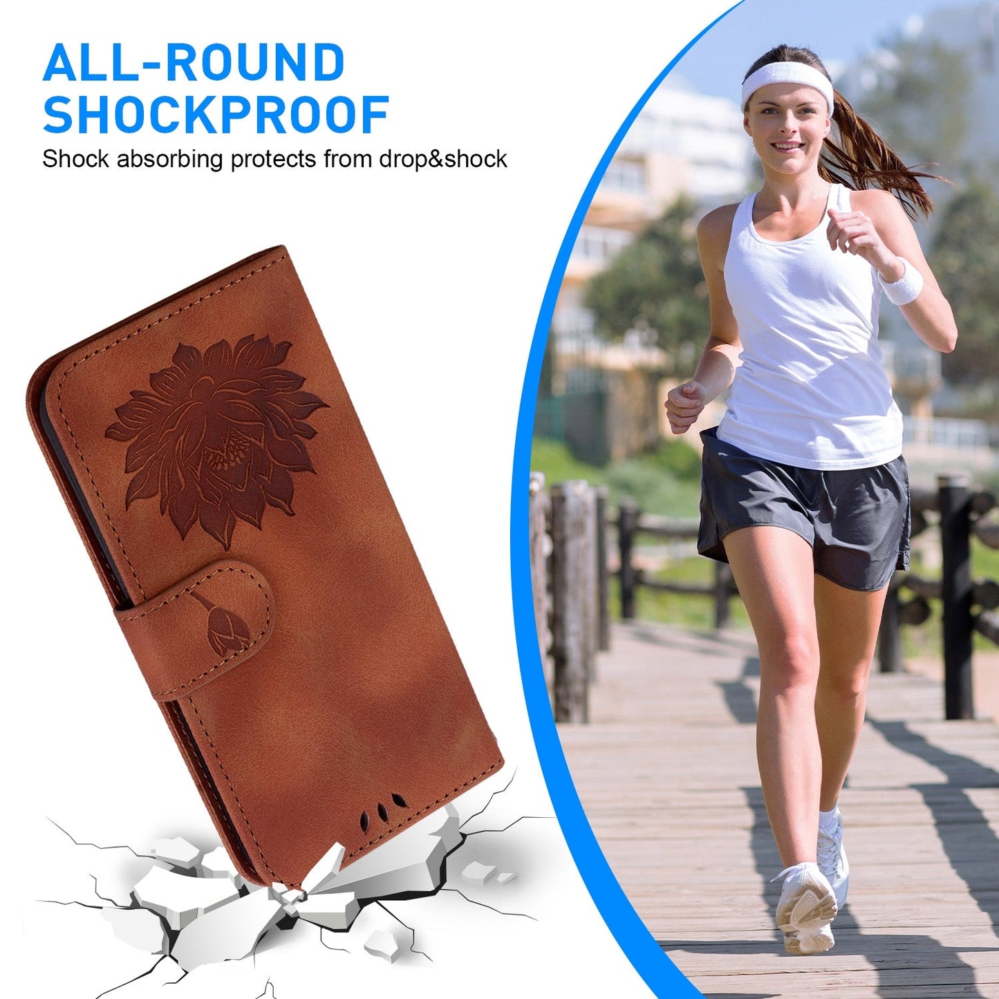For iPhone 16e Lotus Embossed Leather Phone Case(Brown)