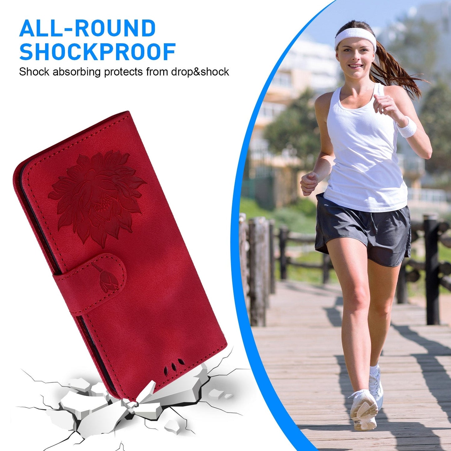 For iPhone 16e Lotus Embossed Leather Phone Case(Red)