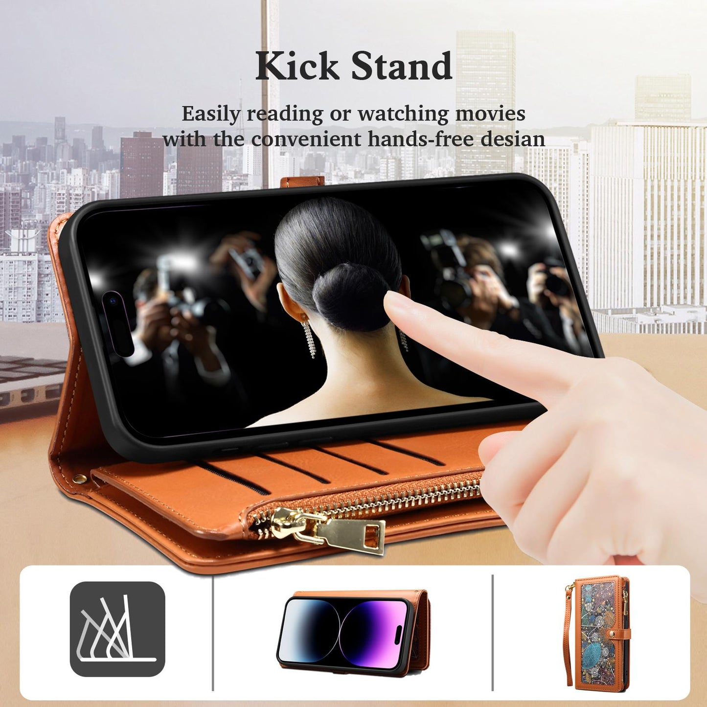 For Samsung Galaxy S25 Edge 5G ESEBLE Star Series Lanyard Zipper Wallet RFID Leather Case(Brown)