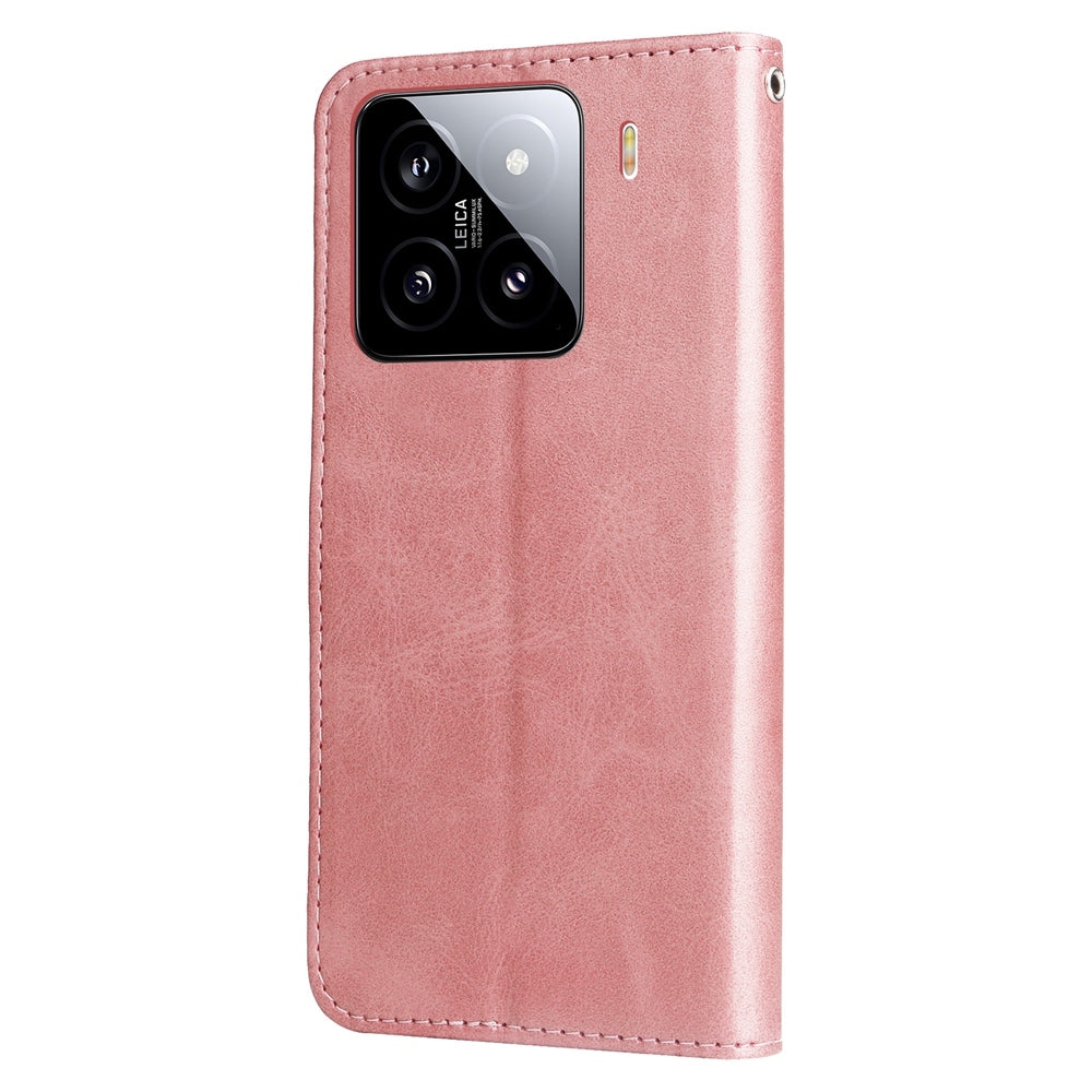For Xiaomi 15 Fashion Calf Texture Zipper Leather Phone Case(Rose Gold)