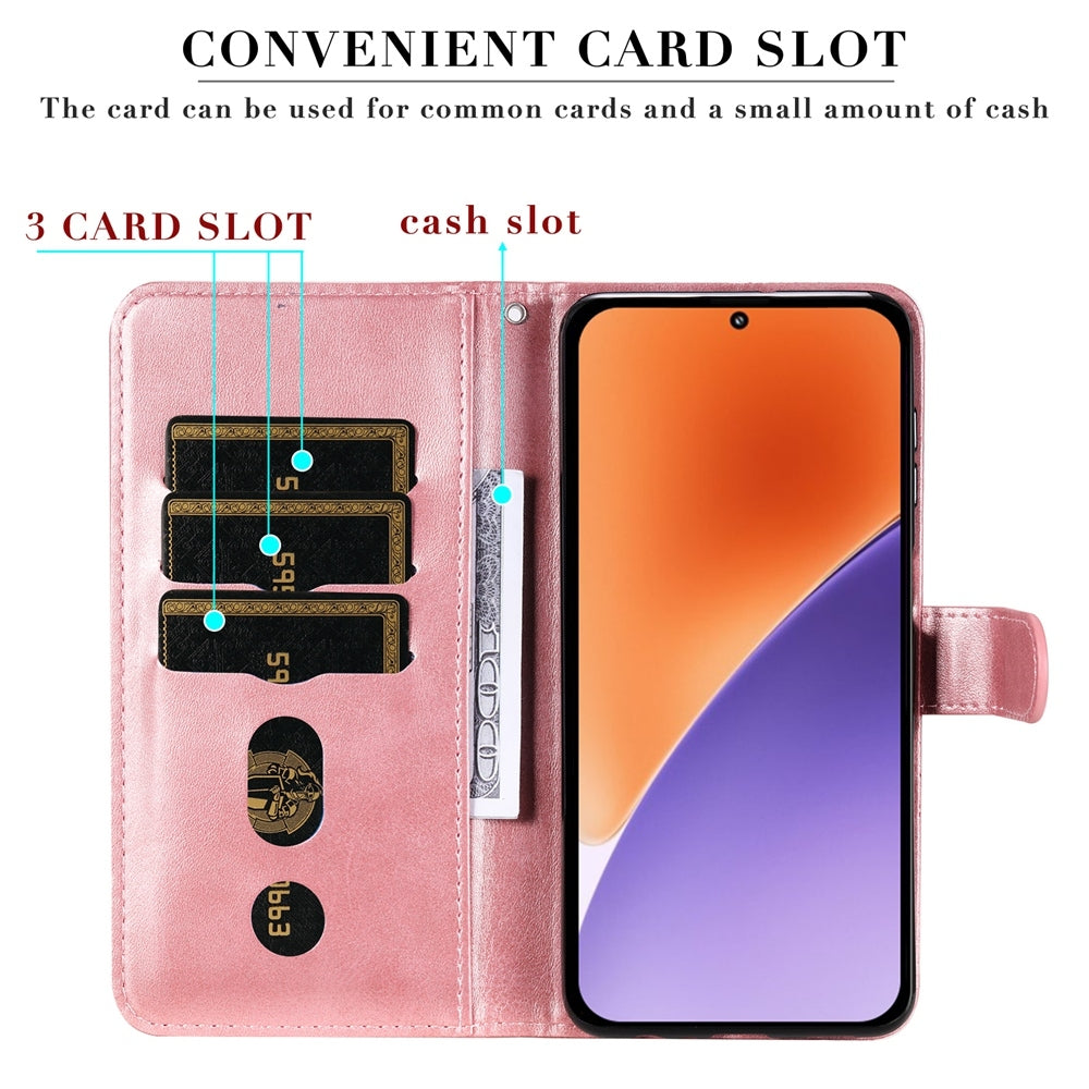 For Xiaomi 15 Fashion Calf Texture Zipper Leather Phone Case(Rose Gold)