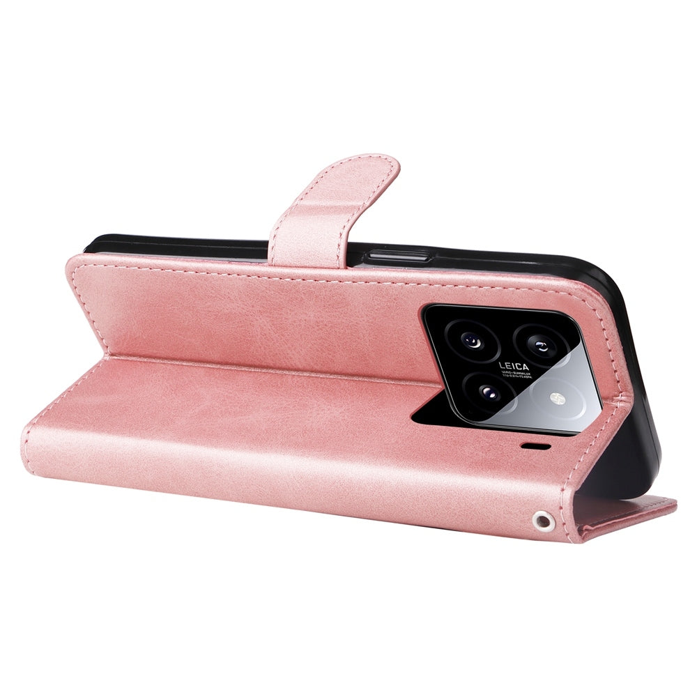 For Xiaomi 15 Fashion Calf Texture Zipper Leather Phone Case(Rose Gold)