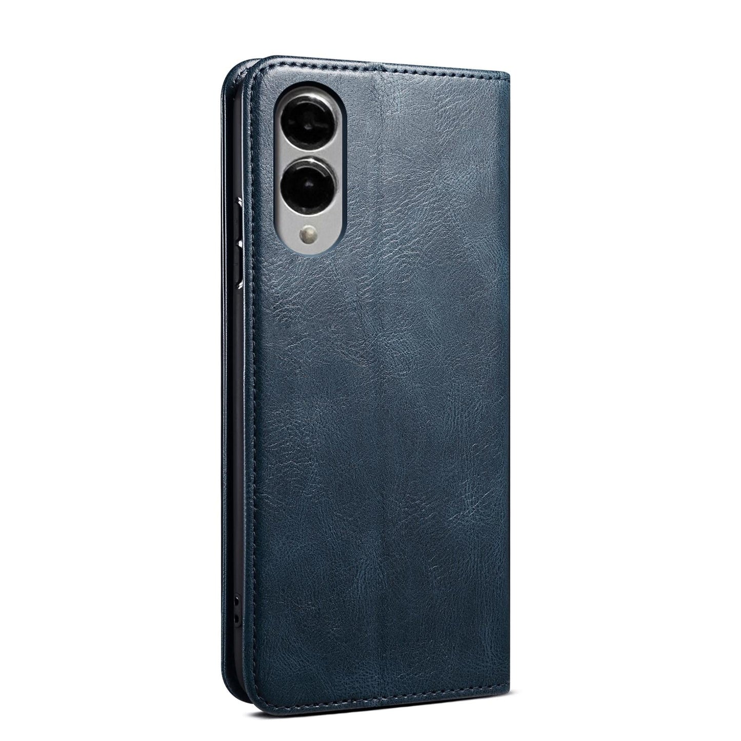 For Samsung Galaxy S25 Edge 5G Oil Wax Crazy Horse Texture Leather Phone Case(Blue)