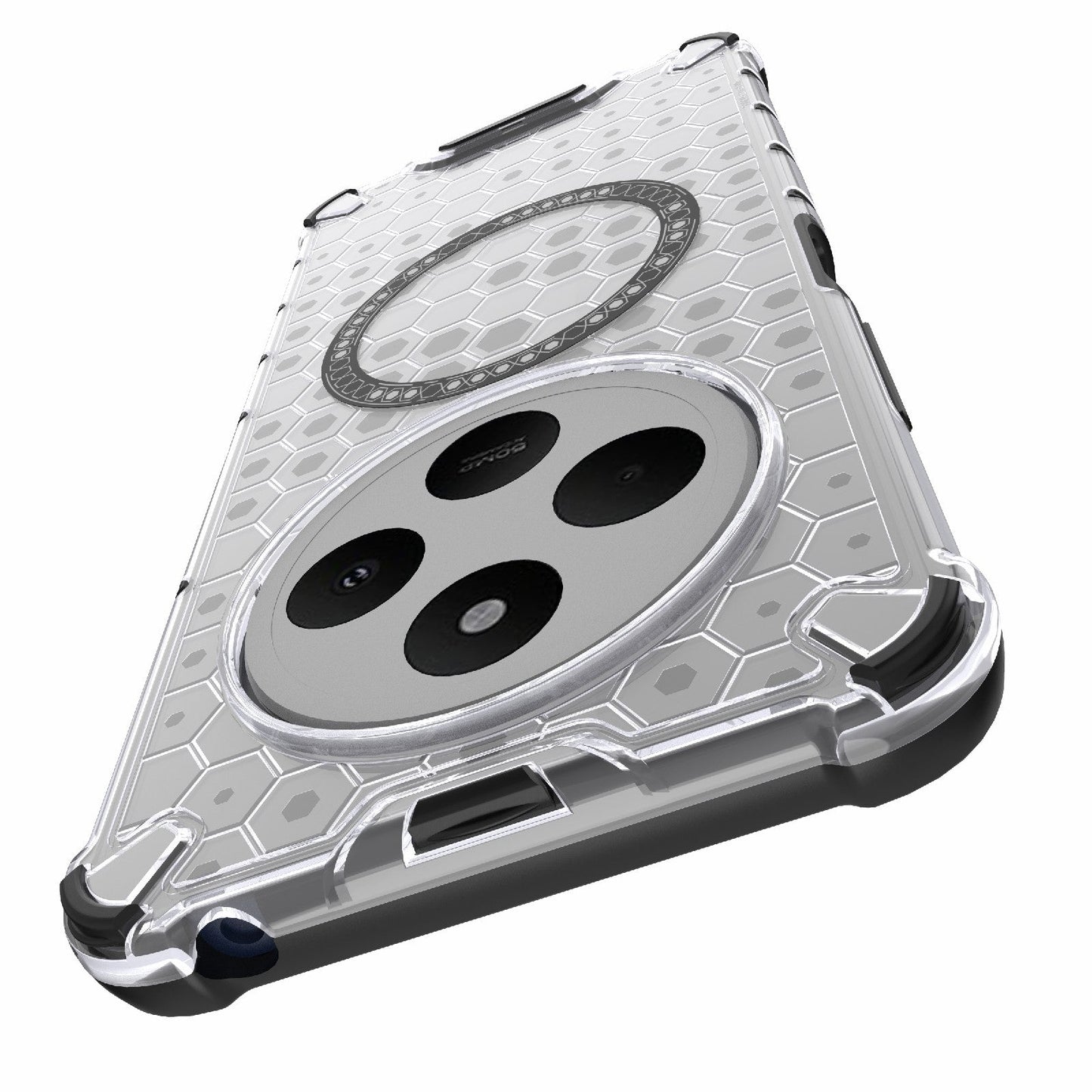 For Redmi 14C 4G Global Honeycomb Magnetic Ring Shockproof Phone Case(Blue)