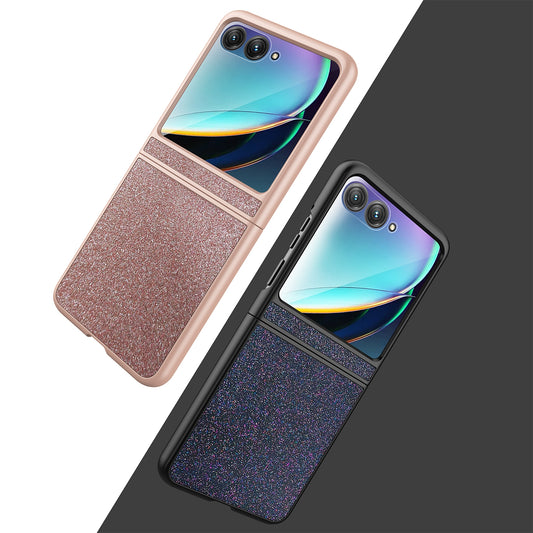 For Motorola Razr 50 Ultra Glitter Leather Integrated PC Phone Case(Red)
