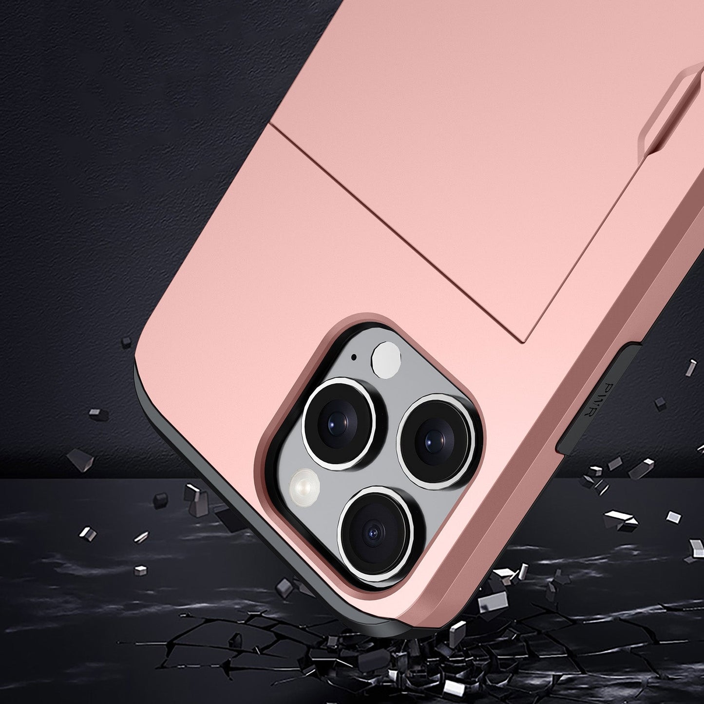 For iPhone 16e Shockproof Armor Phone Case with Card Slot(Rose Red)
