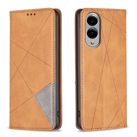 For Samsung Galaxy S25 Edge 5G Rhombus Texture Magnetic Leather Phone Case(Yellow)