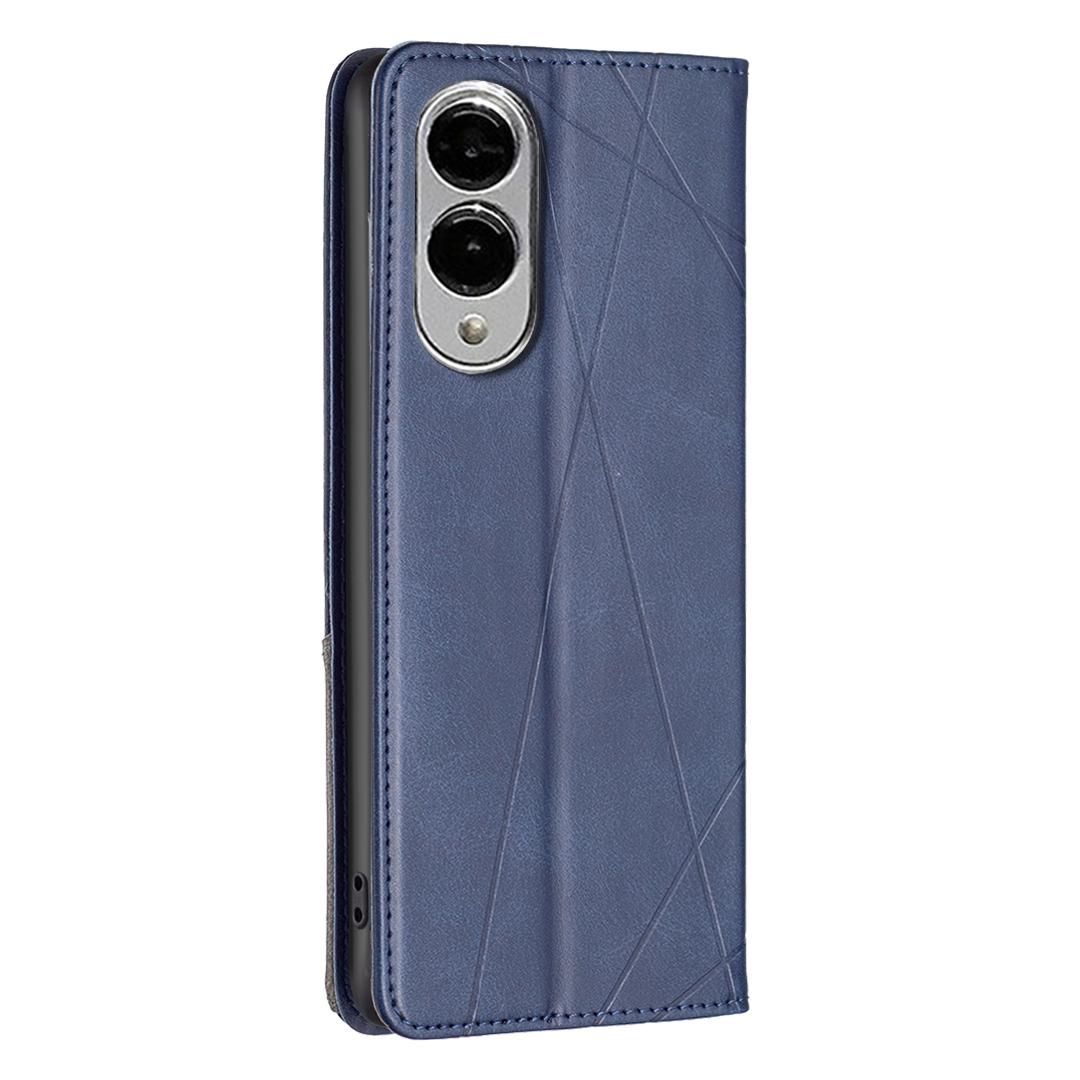 For Samsung Galaxy S25 Edge 5G Rhombus Texture Magnetic Leather Phone Case(Blue)