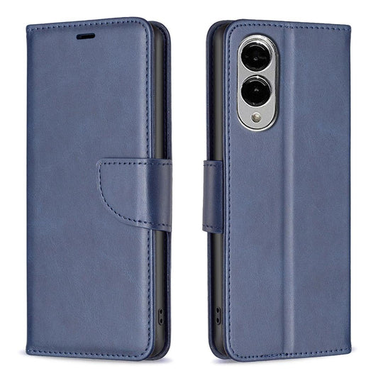 For Samsung Galaxy S25 Edge 5G Lambskin Texture Pure Color Flip Leather Phone Case(Blue)
