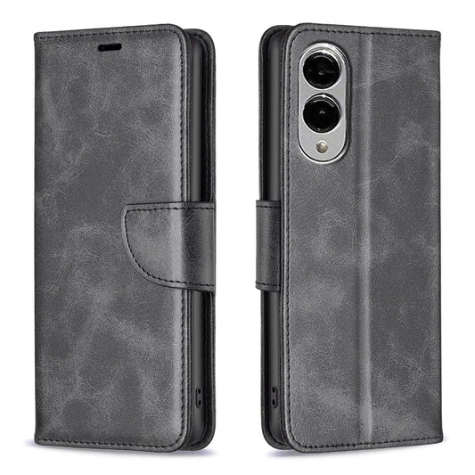 For Samsung Galaxy S25 Edge 5G Lambskin Texture Pure Color Flip Leather Phone Case(Grey)