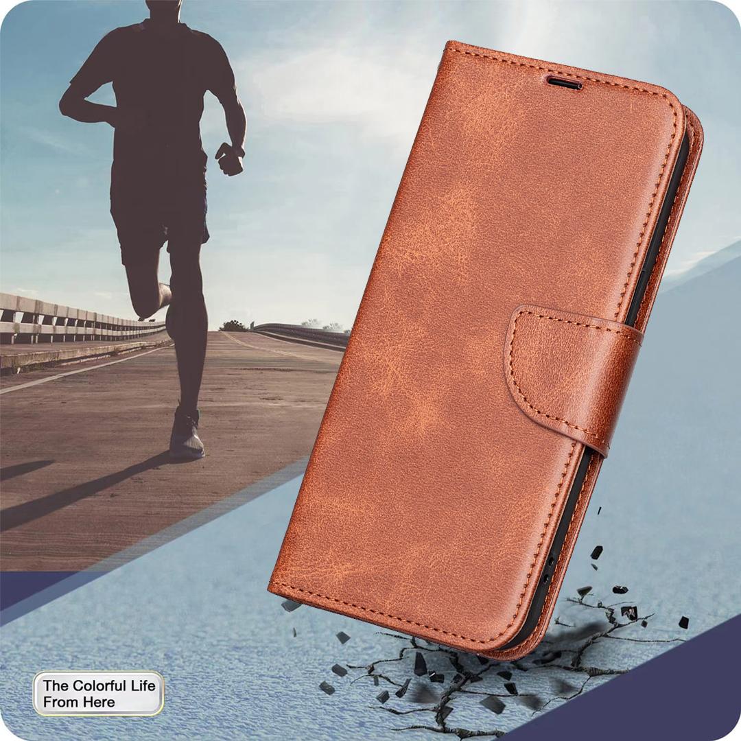 For Samsung Galaxy S25 Edge 5G Lambskin Texture Pure Color Flip Leather Phone Case(Brown)