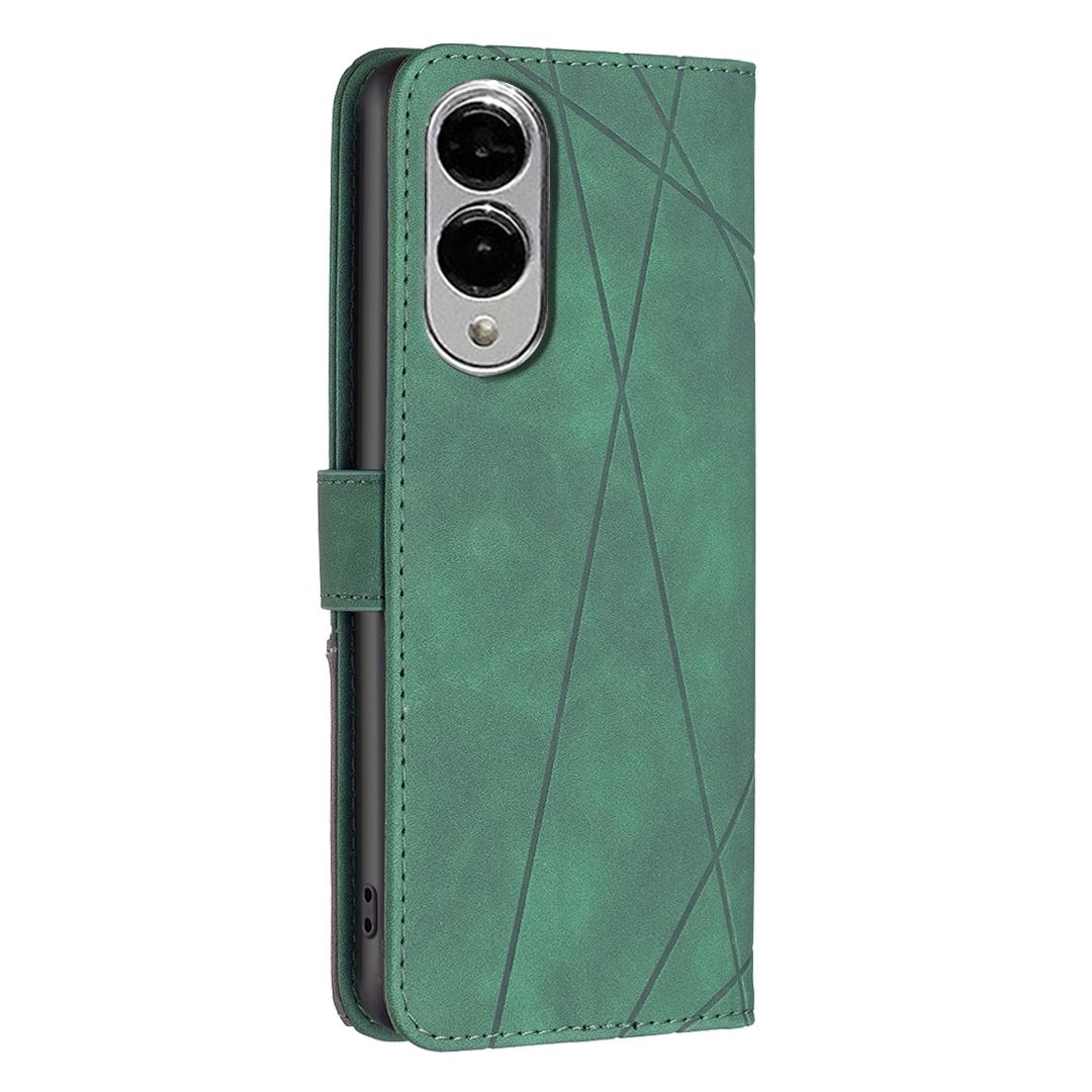 For Samsung Galaxy S25 Edge 5G Magnetic Buckle Rhombus Texture Leather Phone Case(Green)