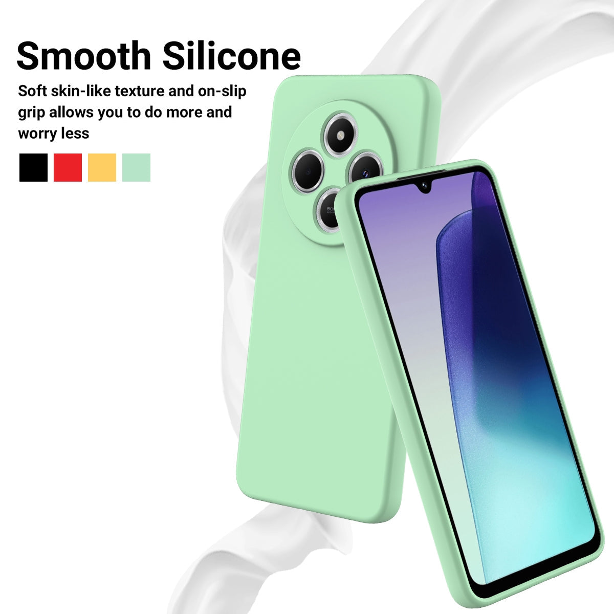 For Redmi 14C 4G Solid Color Liquid Silicone Dropproof Full Coverage Phone Case(Green)