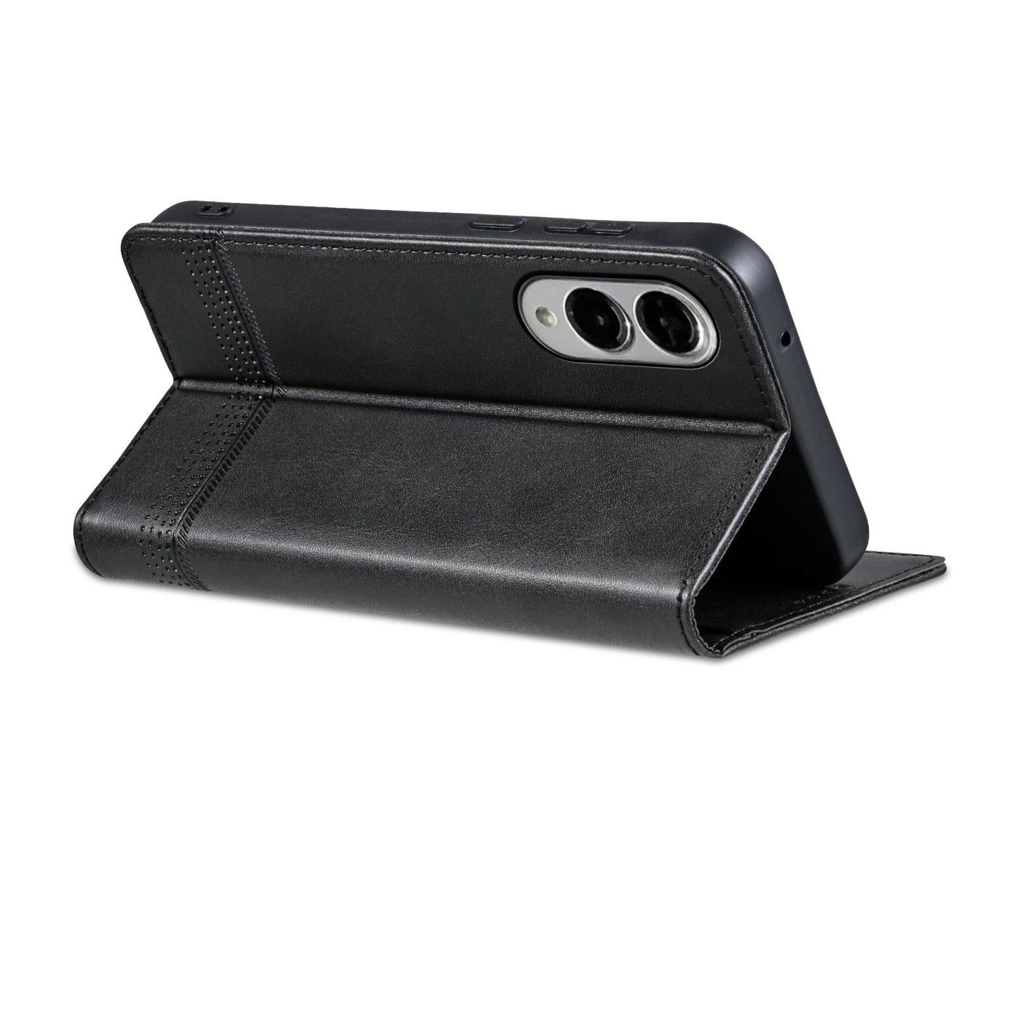 For Samsung Galaxy S25 Edge 5G AZNS Magnetic Calf Texture Flip Leather Phone Case(Black)