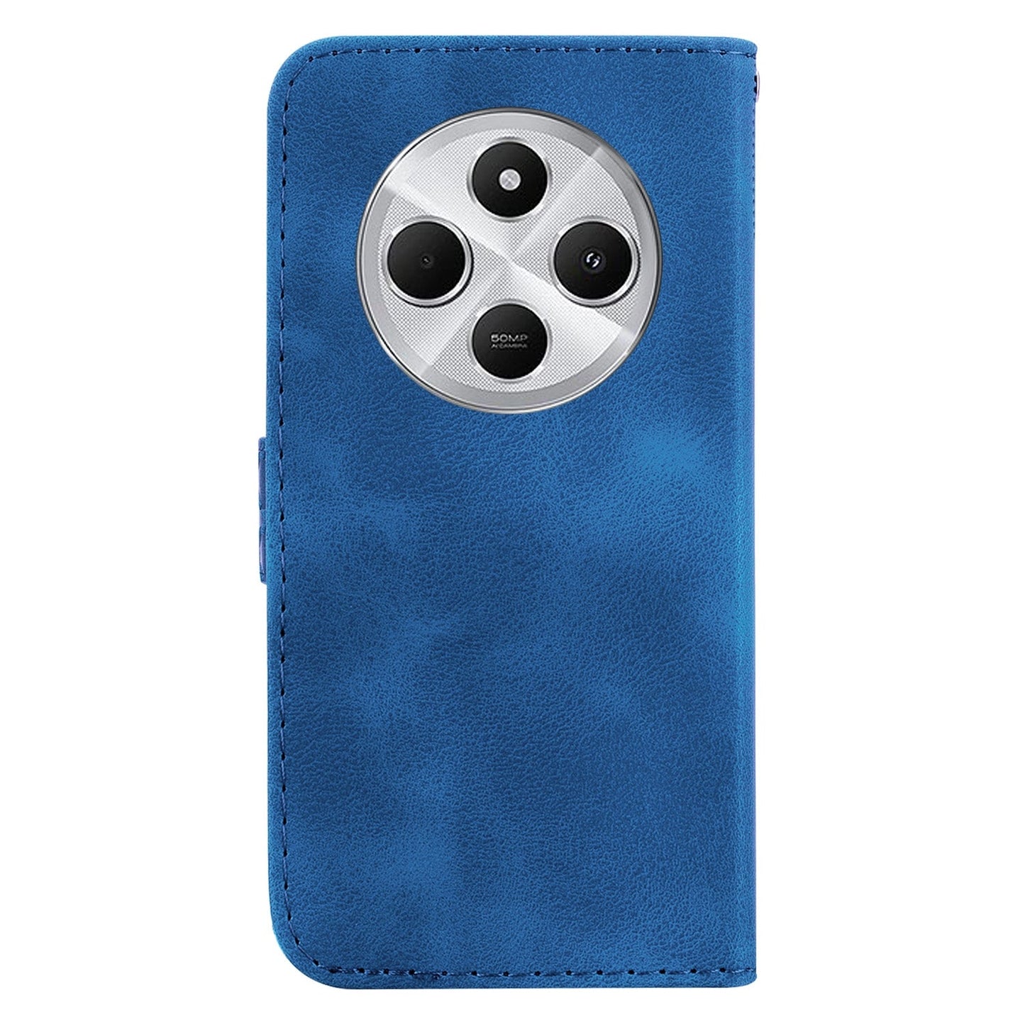 For Redmi 14C 4G Seven-shaped Embossed Leather Phone Case(Blue)