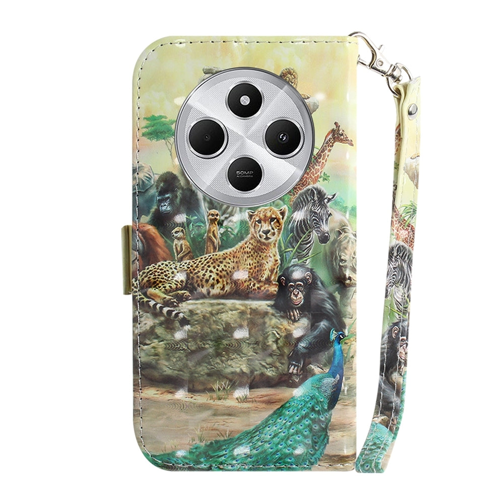 For Redmi 14C 4G 3D Colored Flip Leather Phone Case(Zoo)