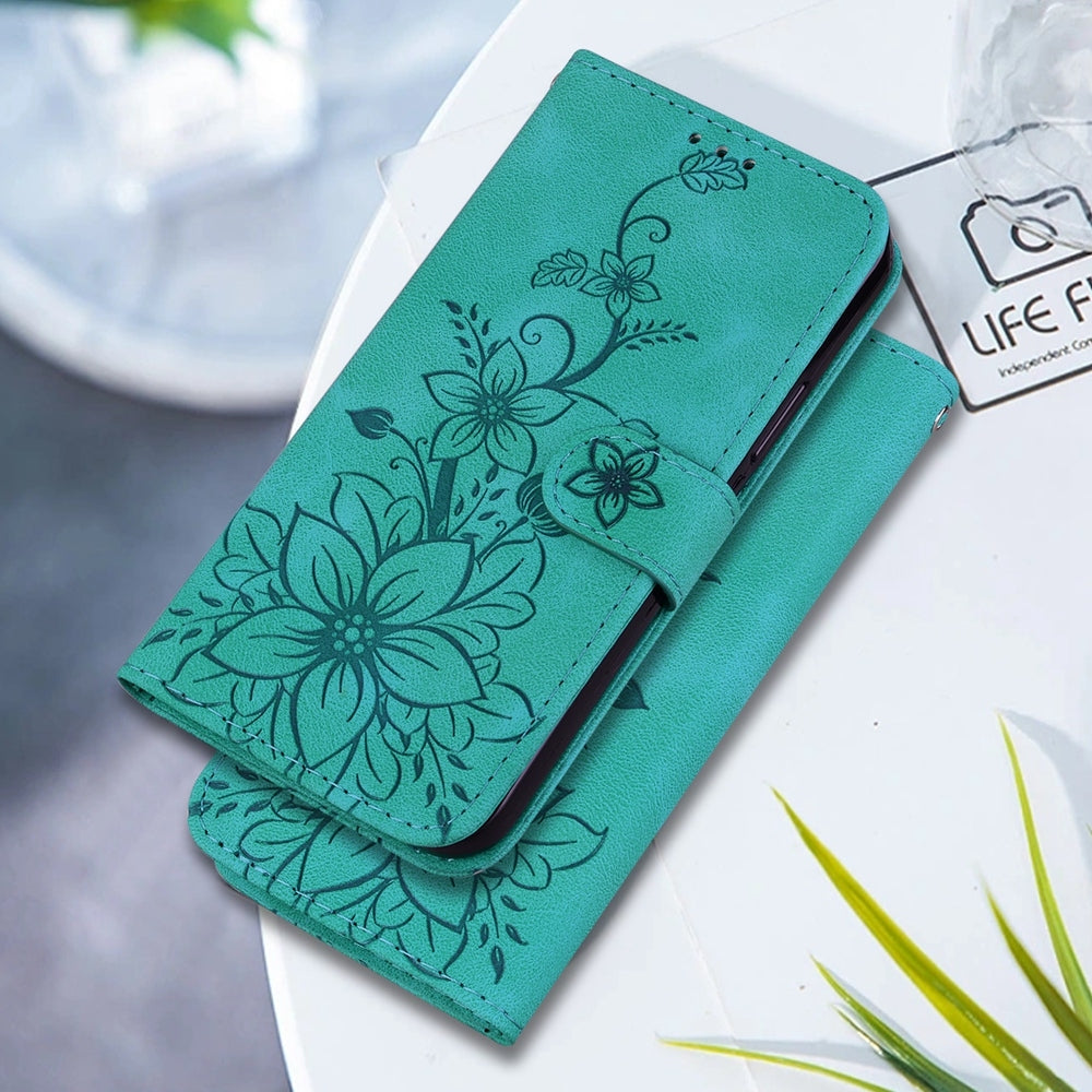 For Xiaomi 15 Pro Lily Embossed Leather Phone Case(Green)