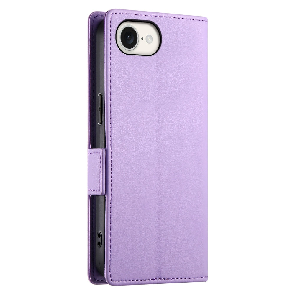For iPhone 16e Side Buckle Magnetic Frosted Leather Phone Case(Purple)