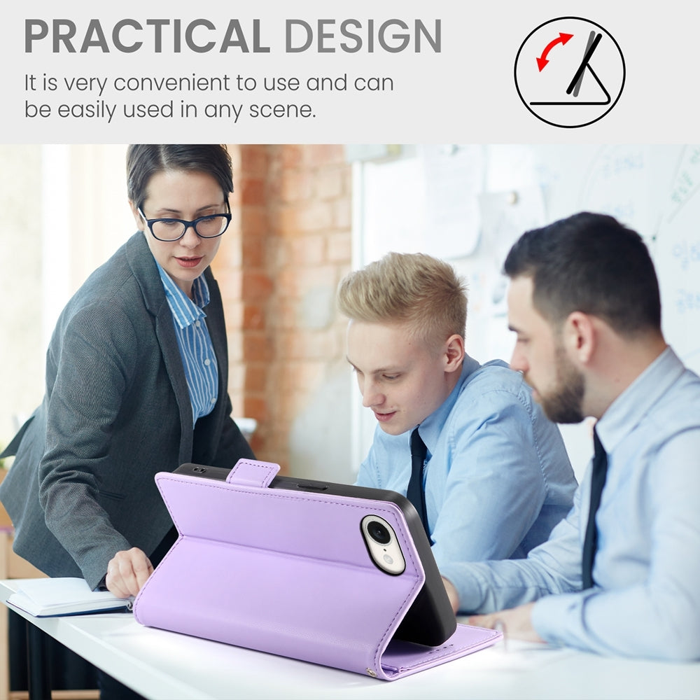 For iPhone 16e Side Buckle Magnetic Frosted Leather Phone Case(Purple)