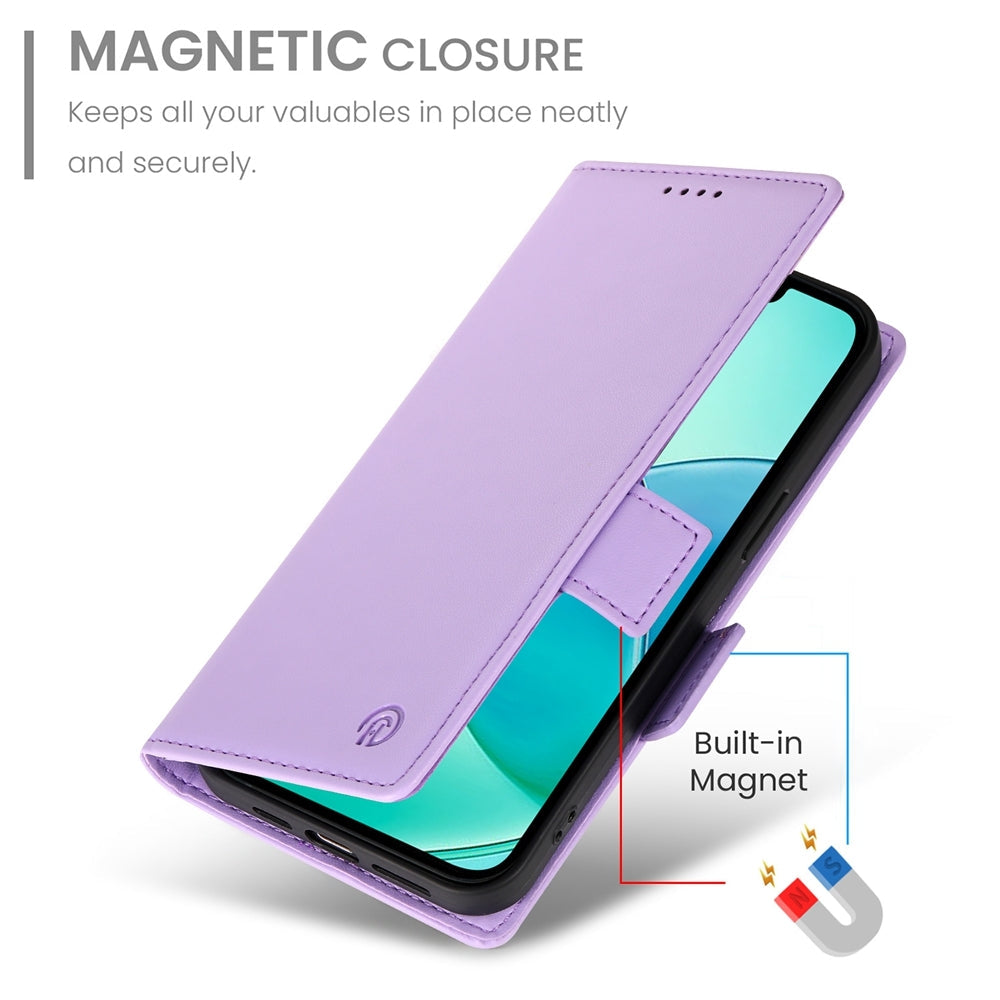 For iPhone 16e Side Buckle Magnetic Frosted Leather Phone Case(Purple)