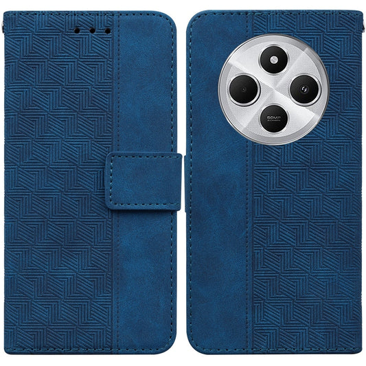 For Redmi 14C 4G Geometric Embossed Leather Phone Case(Blue)