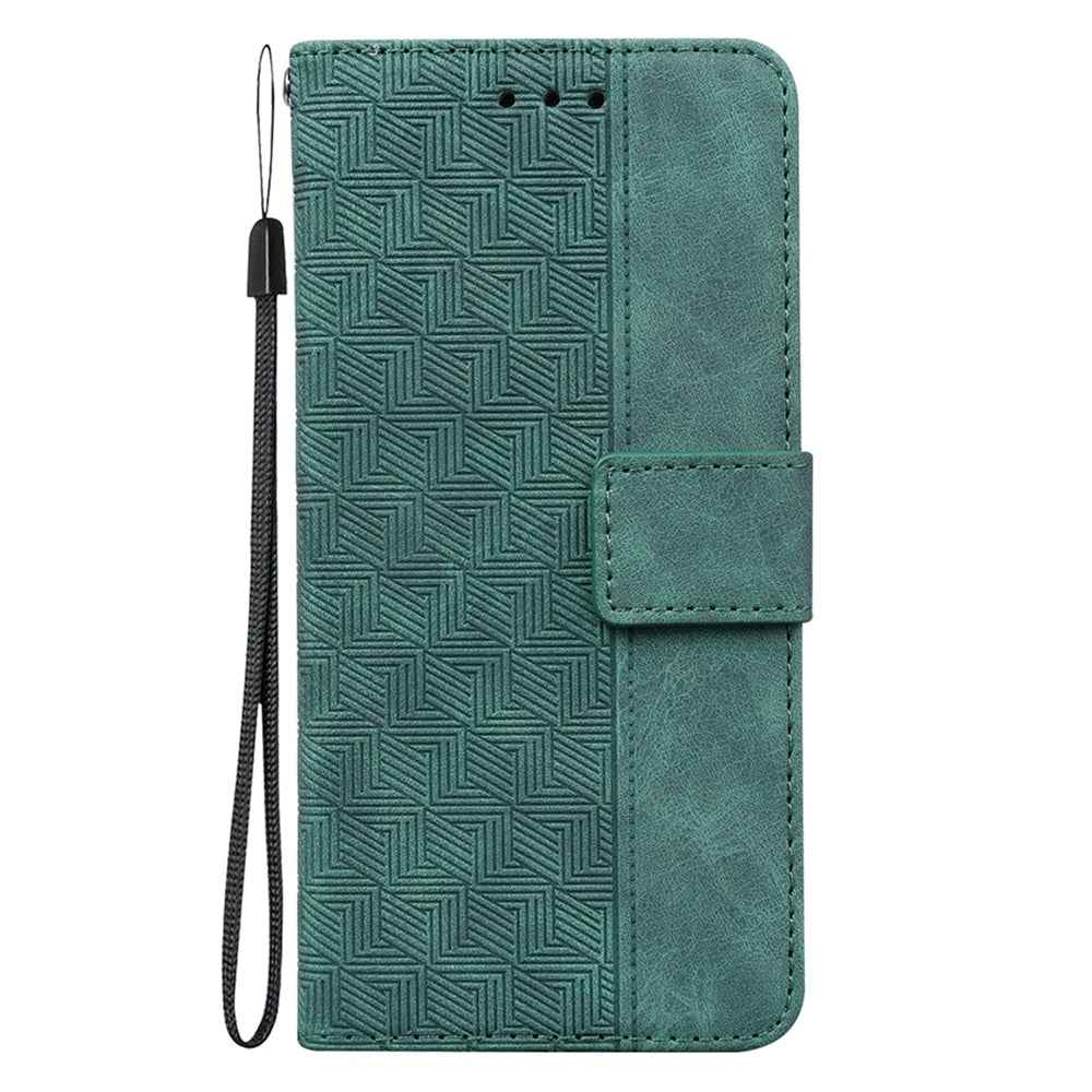 For Redmi 14C 4G Geometric Embossed Leather Phone Case(Green)