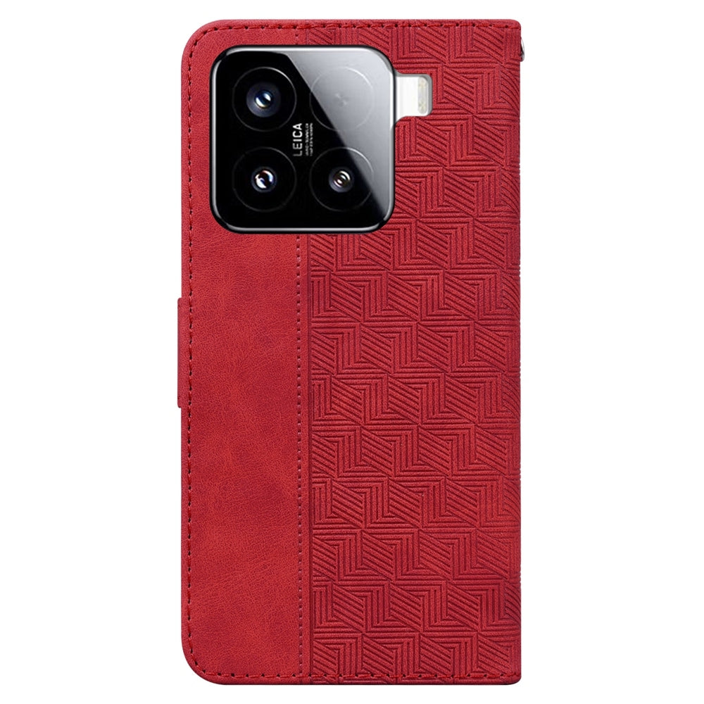 For Xiaomi 15 Geometric Embossed Leather Phone Case(Red)