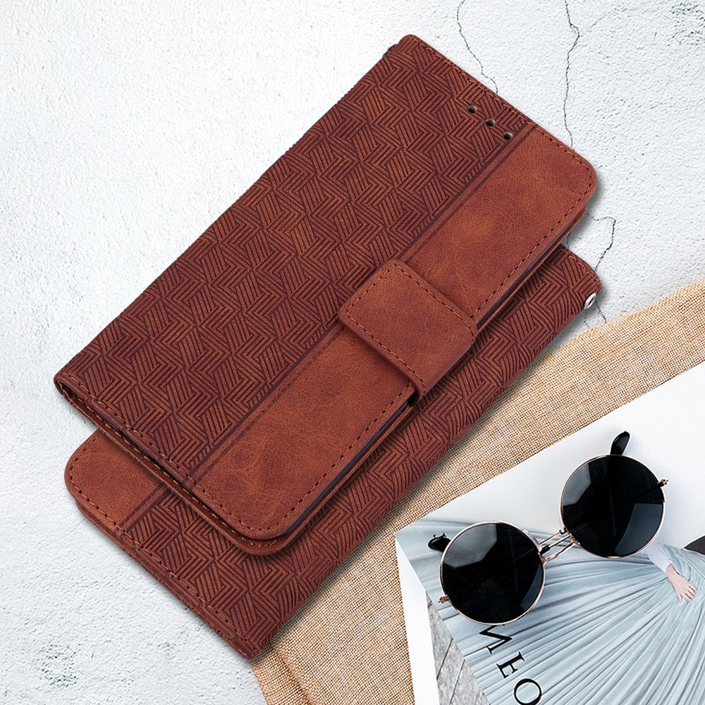 For Xiaomi 15 Pro Geometric Embossed Leather Phone Case(Brown)