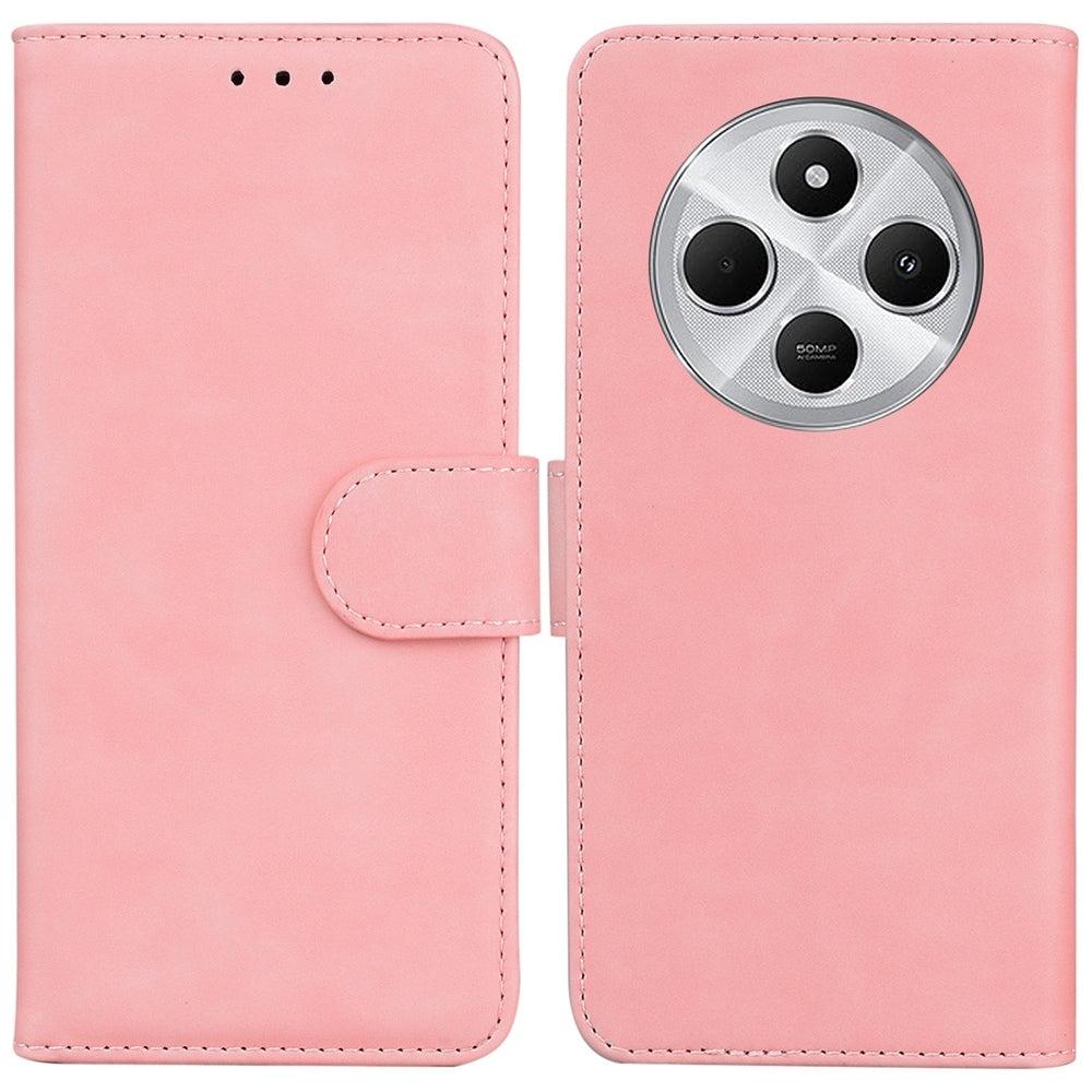 For Redmi 14C 4G Skin Feel Pure Color Flip Leather Phone Case(Pink)