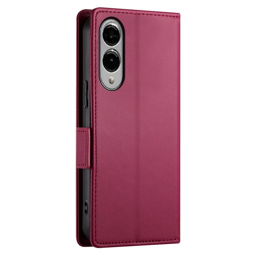 For Samsung Galaxy S25 Edge 5G Side Buckle Magnetic Frosted Leather Phone Case(Wine Red)