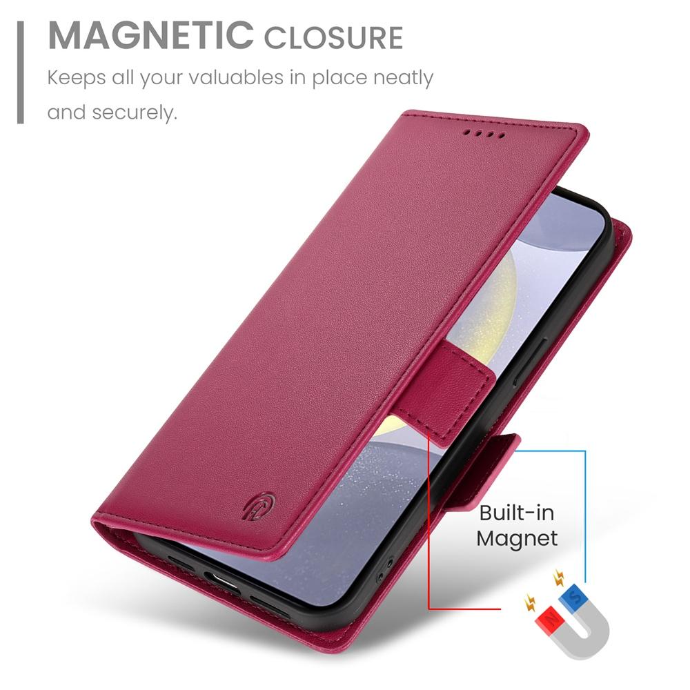 For Samsung Galaxy S25 Edge 5G Side Buckle Magnetic Frosted Leather Phone Case(Wine Red)