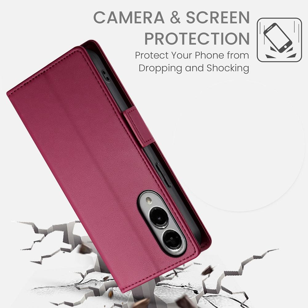 For Samsung Galaxy S25 Edge 5G Side Buckle Magnetic Frosted Leather Phone Case(Wine Red)