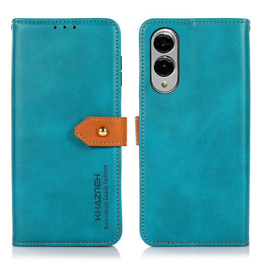 For Samsung Galaxy S25 Edge 5G KHAZNEH Dual-color Cowhide Texture Flip Leather Phone Case(Blue)