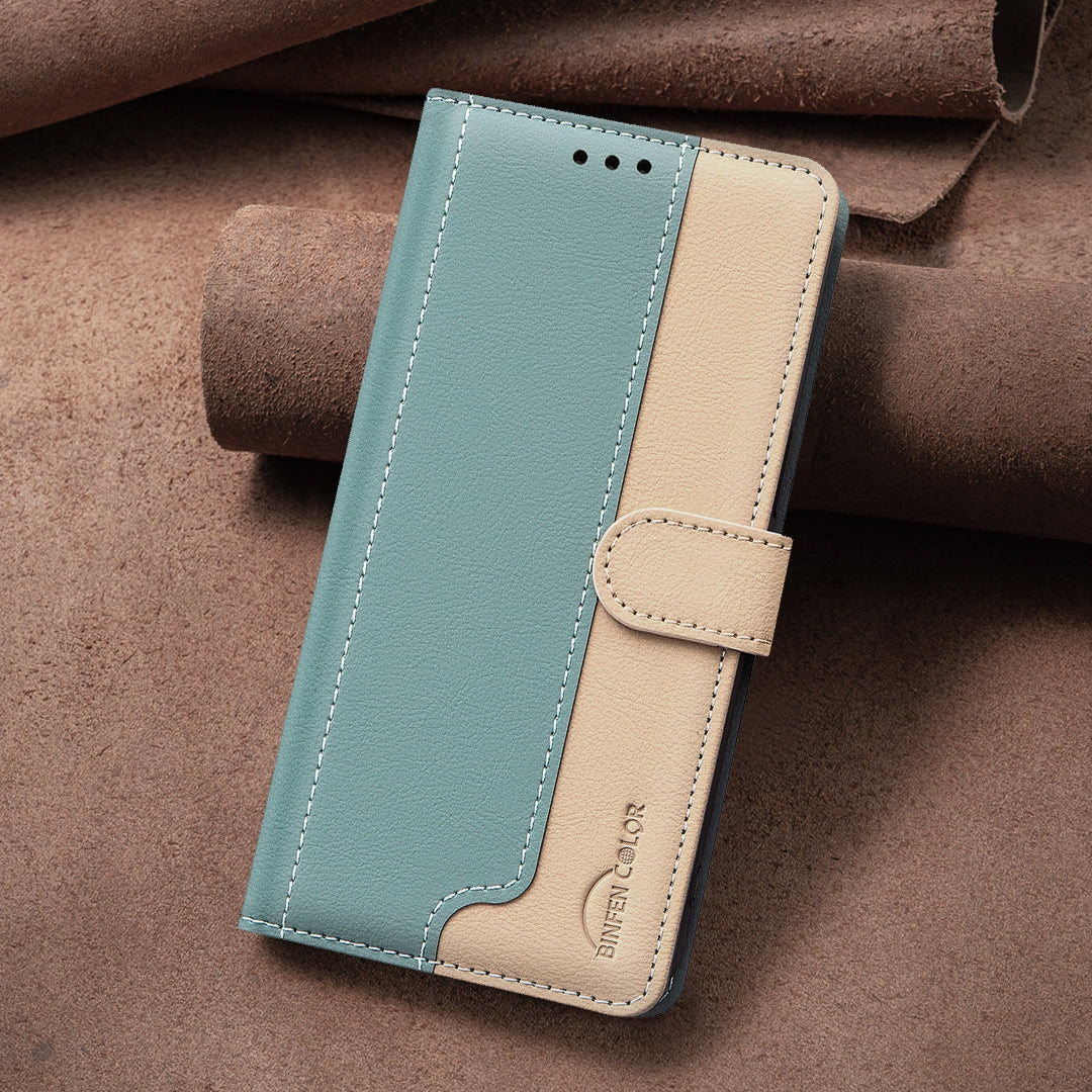 For iPhone 16e Color Matching RFID Anti-theft Leather Phone Case(Green)