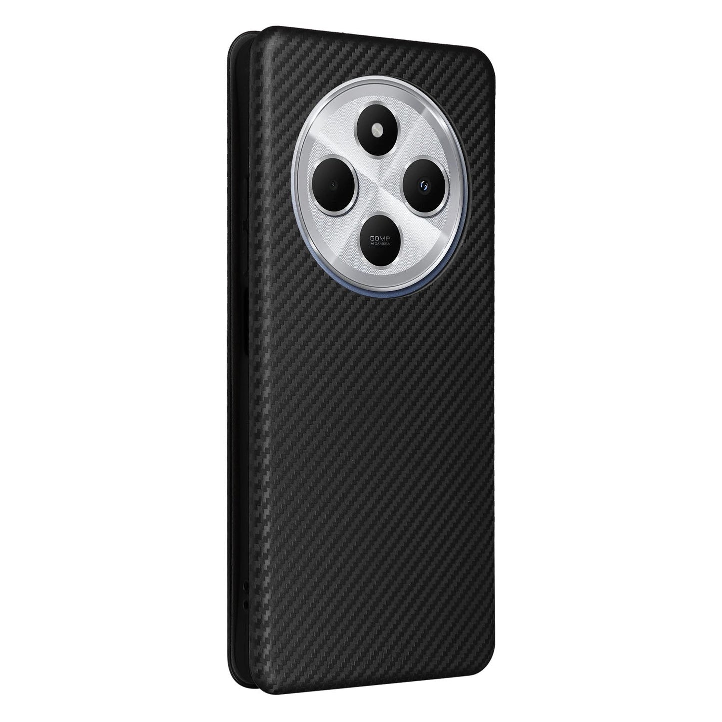 For Redmi 14C Carbon Fiber Texture Flip Leather Phone Case(Black)