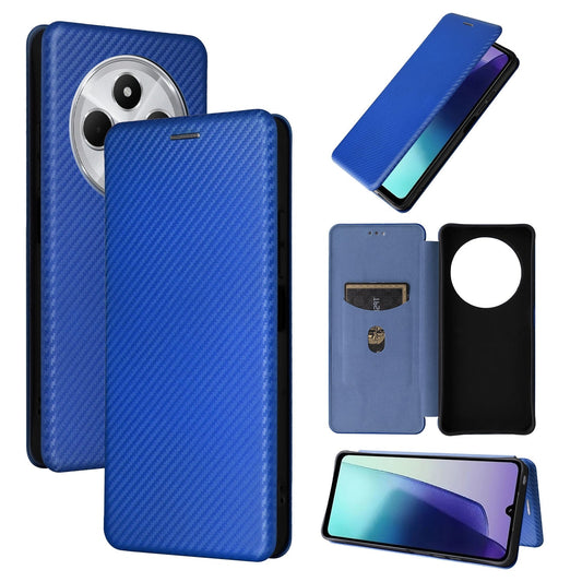 For Redmi 14C Carbon Fiber Texture Flip Leather Phone Case(Blue)