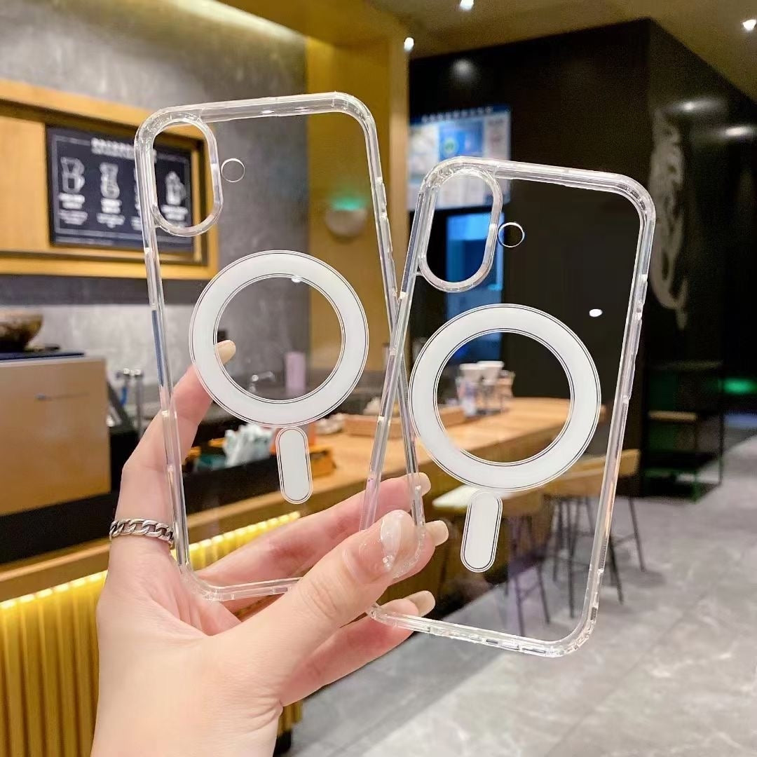 Compatible with iPhone 18 Pro Max Large Hole Camera MagSafe Magnetic Clear Acrylic TPU Case - Transparent