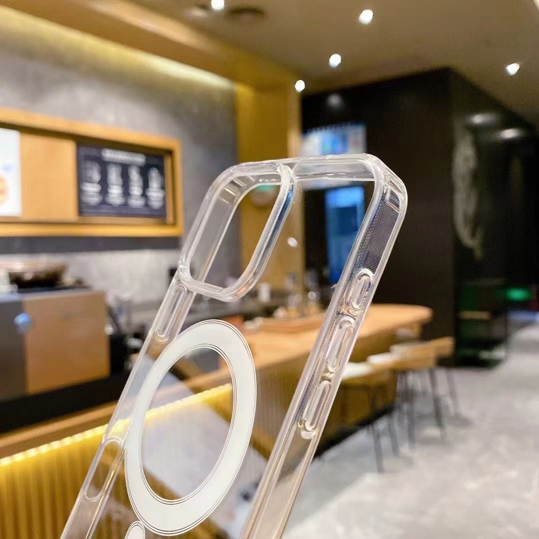 Compatible with iPhone 18 Pro Max Large Hole Camera MagSafe Magnetic Clear Acrylic TPU Case - Transparent